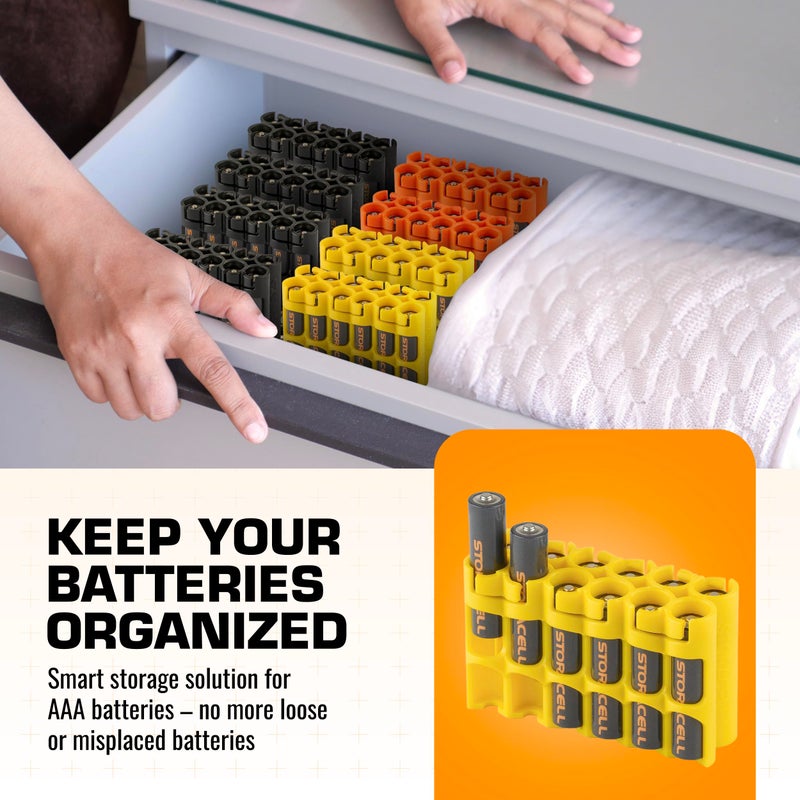 Storacell AAA Battery Storage Caddy by Storacell, Yellow, Holds 12 Batteries (Not included) - Image 2